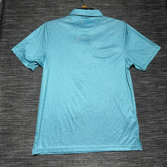 PGA Tour Polo Shirt Men's M Blue Geometric Pro Series Athletic Fit Short Sleeve - Picture 11 of 12